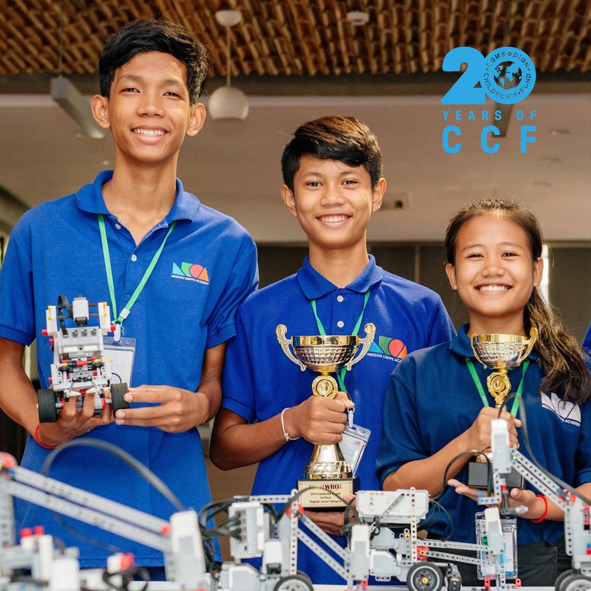 In 2019, CCF triumphed as both junior and senior teams clinched victory at the World Robot Olympiad national contest. The students proudly represented Cambodia in Győr, Hungary, during the International Round, challenging 73 nations. #STEM #robotics #CCF #20YearsofCCF