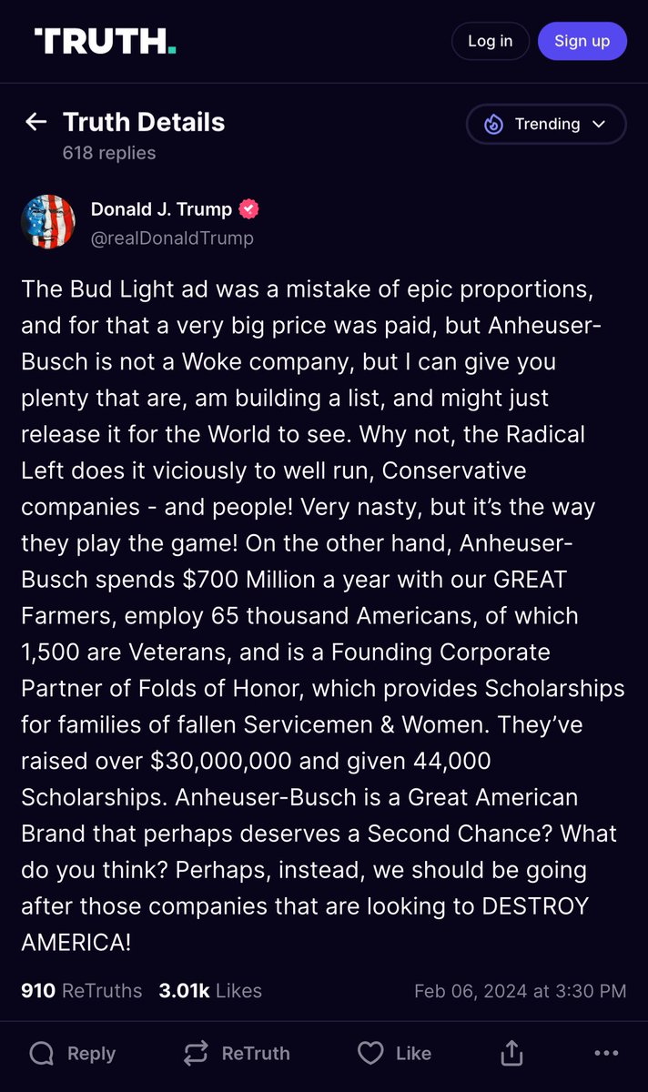 Americans boycotted Anheuser-Busch when it shoved transgenderism down people’s throats. It’s been one of the most effective protests in recent memory. Trump just called for the boycott to end. Why? Because a lobbyist for AB plans to host a fundraiser for him next month. The…