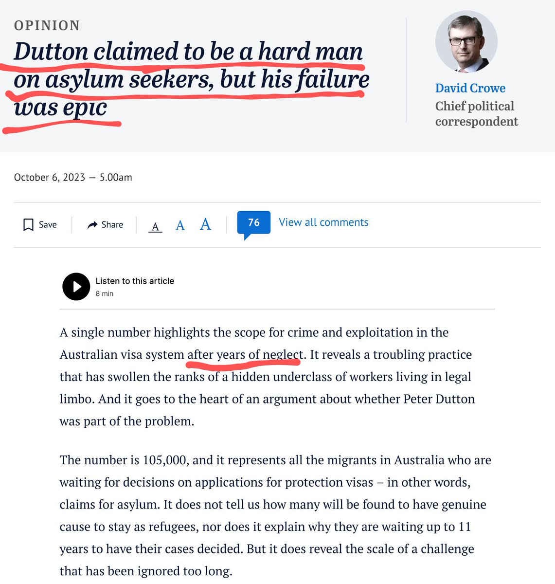 n720ute's tweet image. Did you know that when the LNP were in govt #dudDutton was a complete failure on policing our immigration system? 

The recent Nixon report into our immigration identified, that despite #dudDutton purporting to be the "hard man on asylum seekers... his failure was epic" there