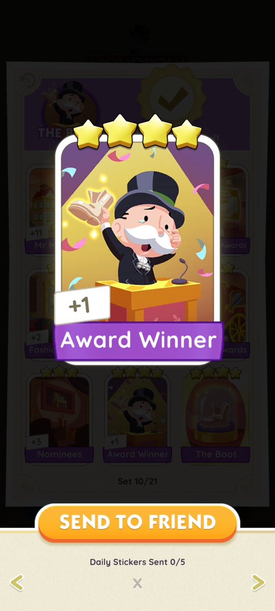 erasares's tweet photo. wtt lft monopoly go #MonopolyGo sticker trade

have: award winner 

want: room to rent 

dm/ comment to trade https://t.co/C9fvLrh3m8