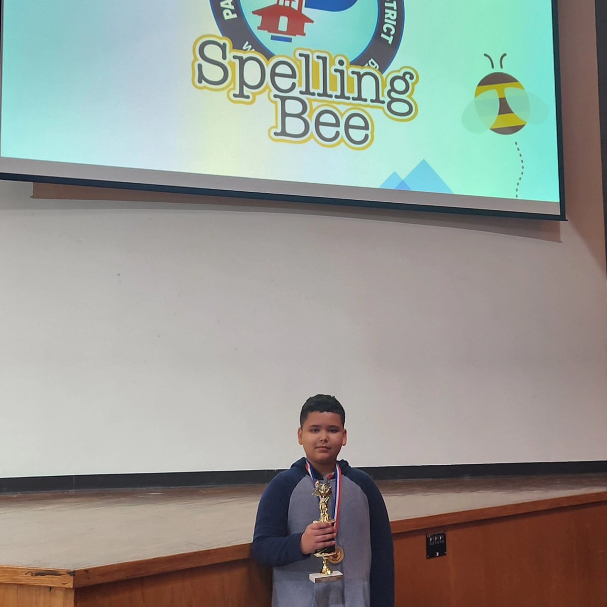 Elementary Spelling Bee 🐝 was great! We are so proud of Larry for moving forward to the next level! Woohoo!! Go Bush Bears 🐻 🐻‍❄ #pisd