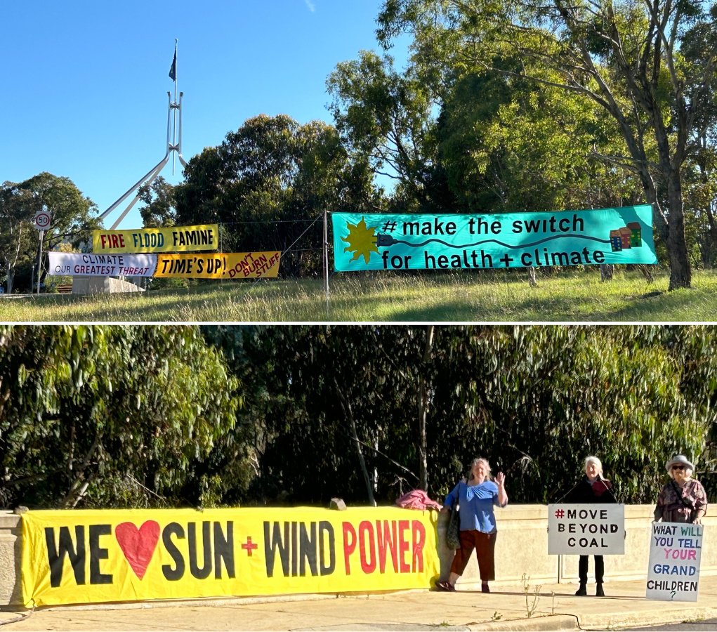 The People’s Climate Assembly were at Parliament House to welcome politicians arriving to work this morning. I hope they spotted the community's banners… Check 'em out! #YesToRenewables #AusClimateSolutions #Auspol