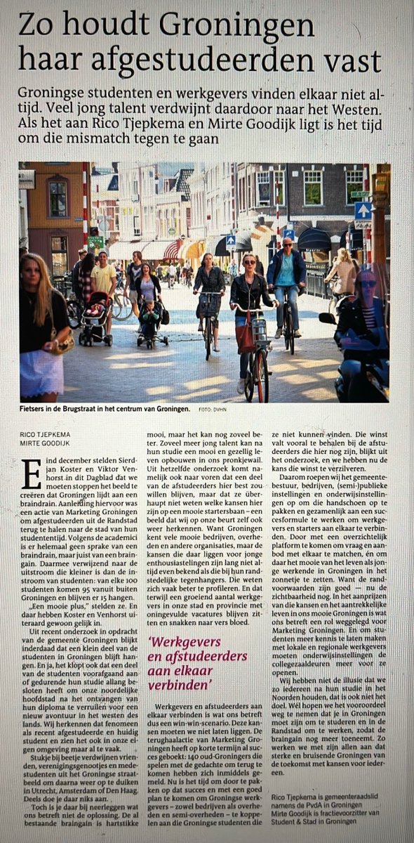 Rico Tjepkema (@ricotjepkema) on Twitter photo Groningse studenten willen wel blijven, maar kennen de banenmarkt niet
Dat is zonde. Afstudeerders behouden is een win-win-win: voor starters, voor werkgevers én voor Groningen
PvdA en Student & Stad willen daar wat aan doen. Vandaag een opinie samen met <a href="/MirteGoodijk/">Mirte Goodijk</a> in DVHN Groningse studenten willen wel blijven, maar kennen de banenmarkt niet
Dat is zonde. Afstudeerders behouden is een win-win-win: voor starters, voor werkgevers én voor Groningen
PvdA en Student & Stad willen daar wat aan doen. Vandaag een opinie samen met <a href="/MirteGoodijk/">Mirte Goodijk</a> in DVHN
