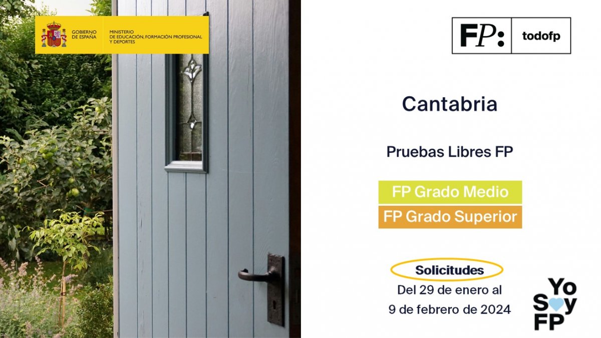 todofp's tweet image. 📢 #FPCantabria
Pruebas Libres FP: Grado Medio y Grado Superior #TodoFP #YoSoyFP
🔴 Solicitudes: Del 2 al 15 de febrero de 2024
🔎 educantabria.es/fp/formacion-p…