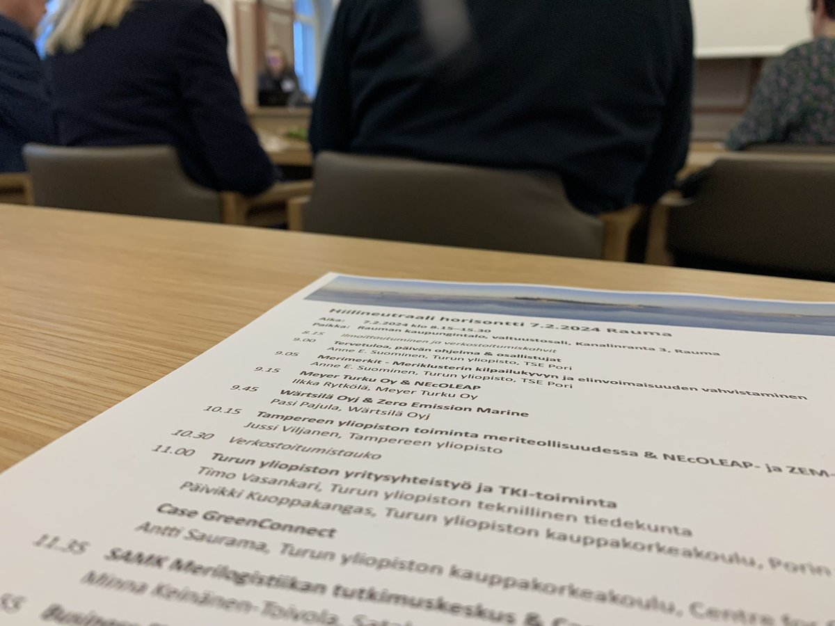 HannaKajander's tweet photo. Hiilineutraali horisontti ja #sustainableflow tänään agendalla. Mielenkiintoisia teemoja framilla 👌🏻

#CO2 #hiilidioksidipäästöt #meriteollisuus https://t.co/pAHhfS68Su