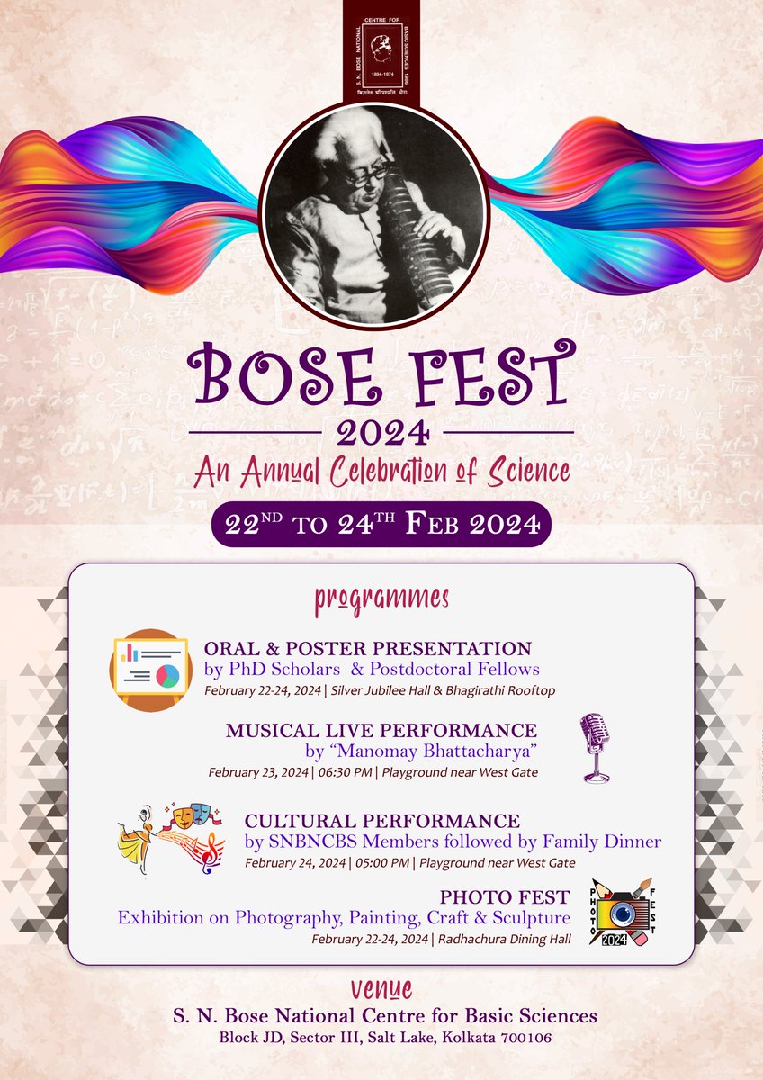 Celebration of BOSE FEST-2024 - An Annual Celebration of Science at SNBNCBS, Kolkata Date : 22-24, February 2024 @IndiaDST @DrJitendraSingh