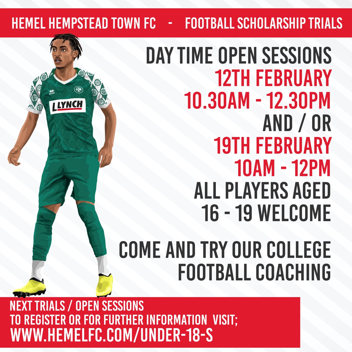 Hemel Hempstead Town FC Academy (@tudorsacademy) on Twitter photo ๐๐ป players wanted?
๐ฃ๏ธcurrent u16, U17 or u18
<a href="/hemelfc/">Hemel Hempstead Town FC</a> are welcoming players for September 2024 to join our full time football and education college program at Hemel Hempstead
๐ Book onto our next open event at
๐ hemelfc.com/under-18-s
Or email us
๐ง academy@hemelfc.com ๐๐ป players wanted?
๐ฃ๏ธcurrent u16, U17 or u18
<a href="/hemelfc/">Hemel Hempstead Town FC</a> are welcoming players for September 2024 to join our full time football and education college program at Hemel Hempstead
๐ Book onto our next open event at
๐ hemelfc.com/under-18-s
Or email us
๐ง academy@hemelfc.com