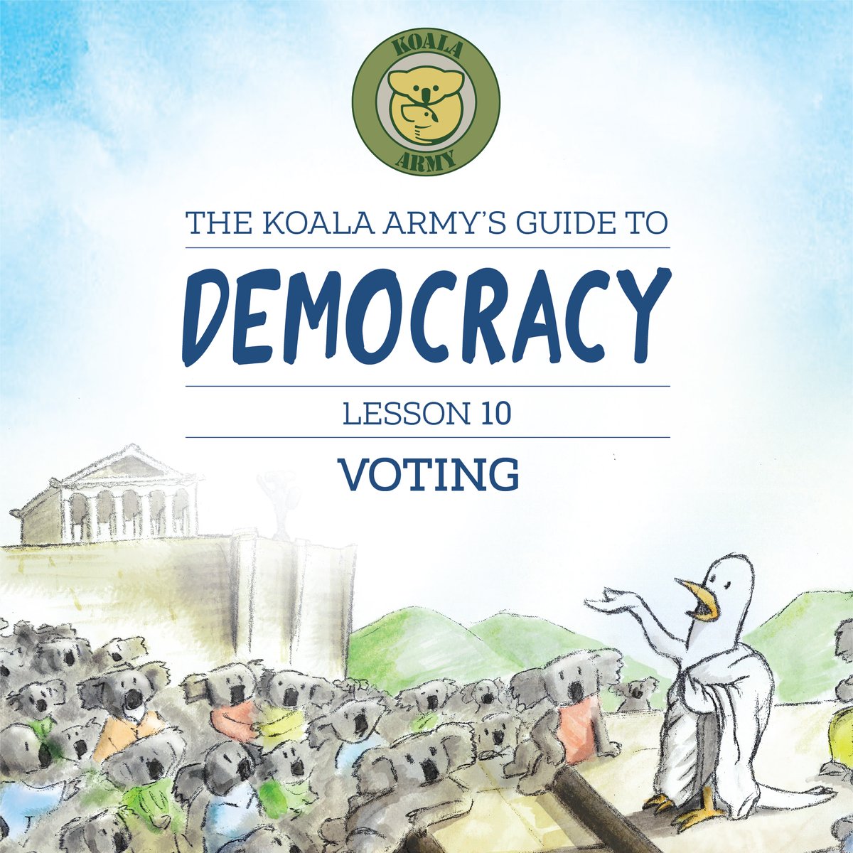 Lesson 10: Voting Koalas want the Koala Protection Act enacted. But first, the Koala Army must understand HOW to do so. Pidgeon Squadron leader Bill Jr is here to explain HOW DEMOCRACY WORKS! Your vote counts! #KADemocracy #KoalaArmy