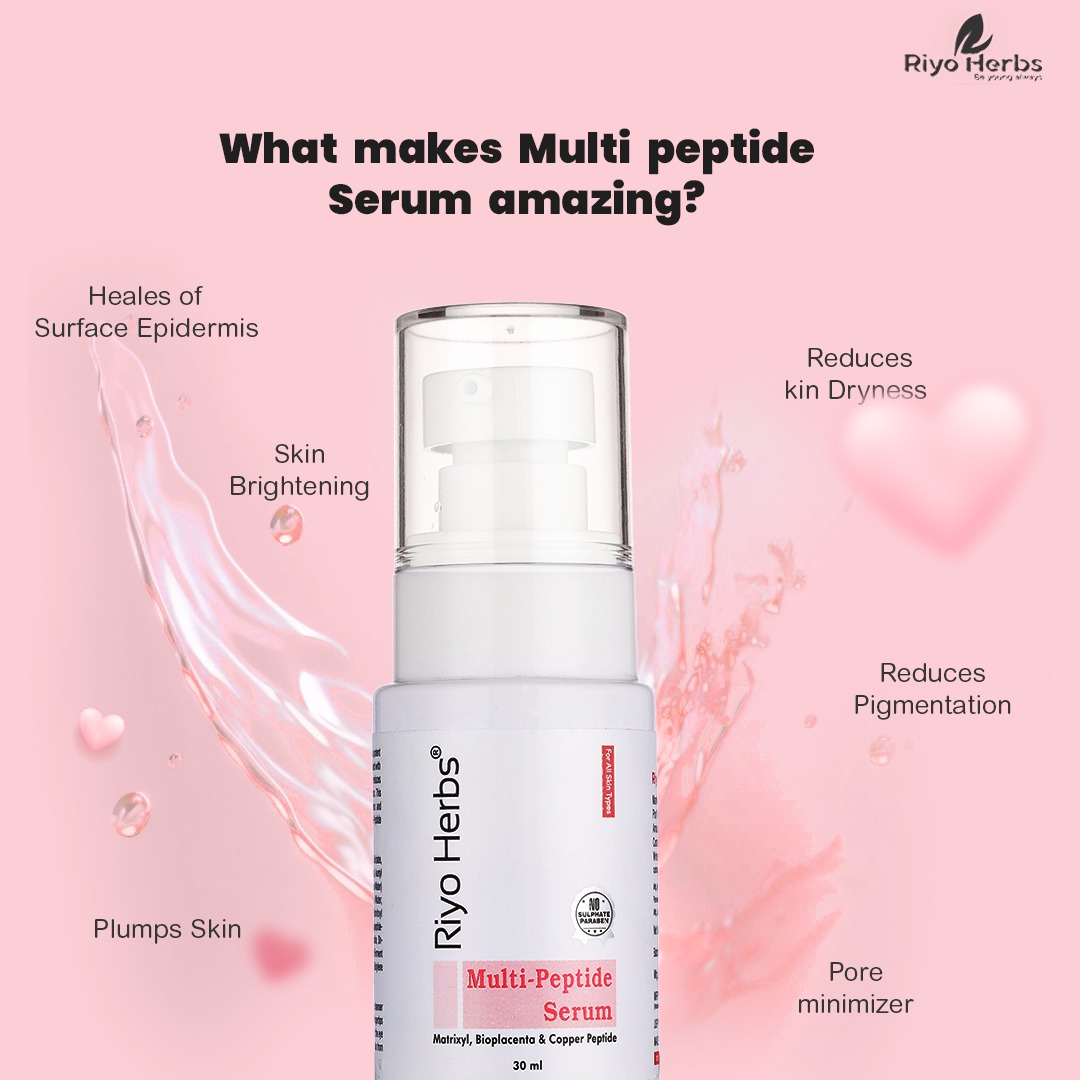 Riyoherbsindia's tweet image. MULTI-PEPTIDE FACE SERUM is infused with a powerful blend of peptides, including Copper Peptide, this potent elixir targets multiple skin concerns from wrinkles to hydration,

#MultiPeptideSerum #AntiAgeing #SkinElasticity #Riyoherbs  #YouthfulRadiance #SkinTransformation