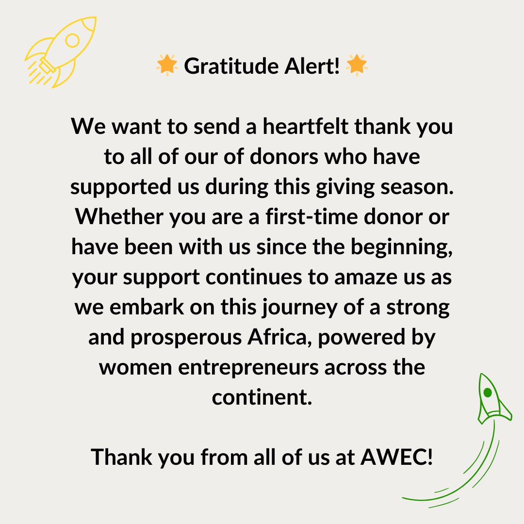 🌟 Huge thanks to all our donors 🙏 Your support means the world to #TheNext1000 women entrepreneurs in Africa. Together, we're shaping a brighter future 💪 Generosity is a force for change! Thank you for being part of this incredible journey! #TheNext1000 #WeAreAWEC