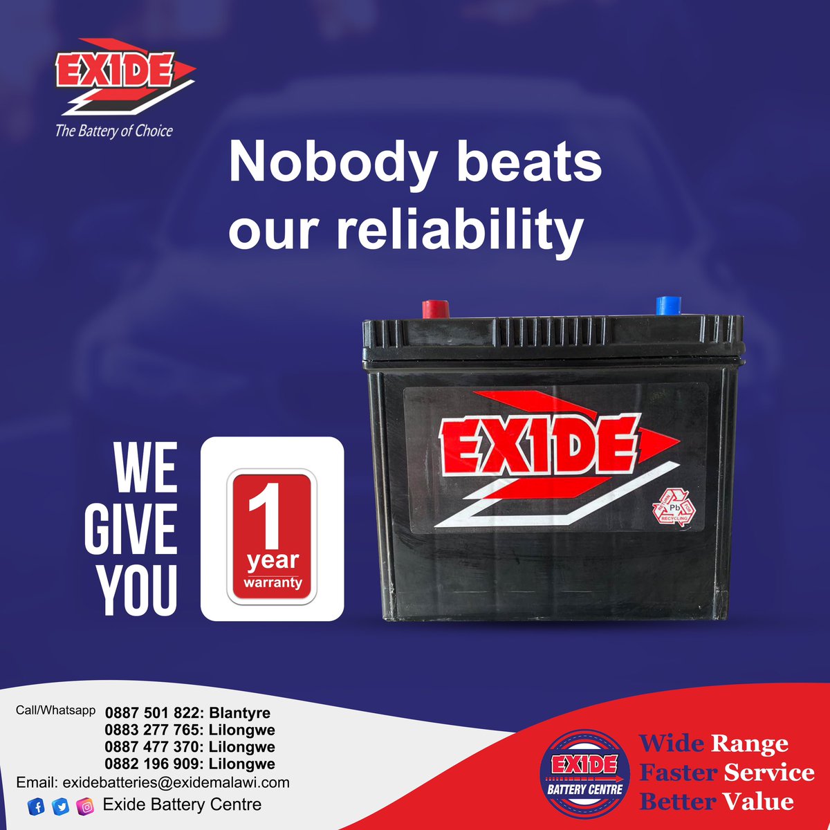 Nobody beats our reliability.

#carbattery #malawi