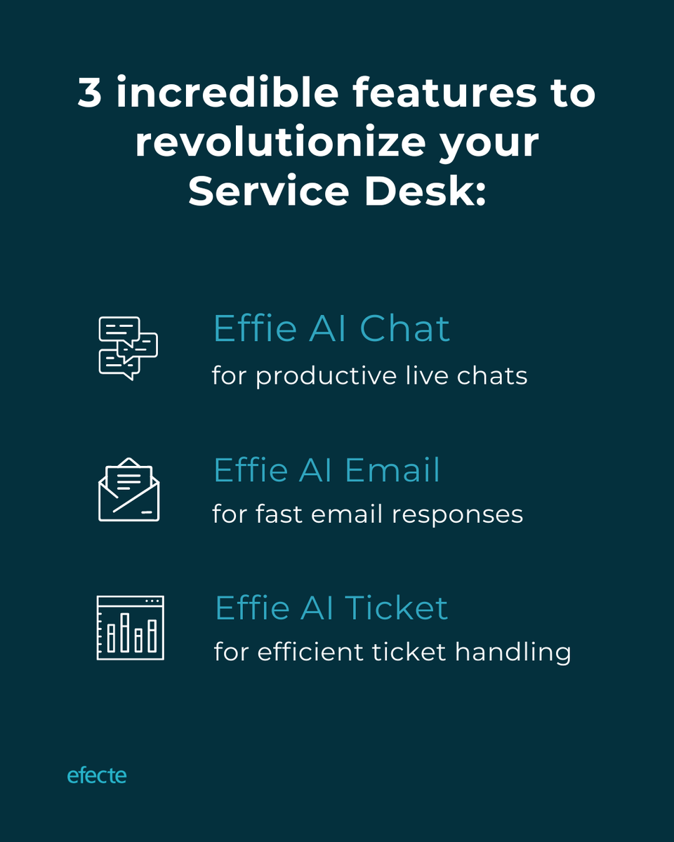 Efecte's tweet photo. Learn how these features can help your team handle more sessions, respond faster, and close tickets more efficiently: https://t.co/b7TGXb5Okv. 

#efecte #effieai #AIassistant https://t.co/E90nzgNvQ7