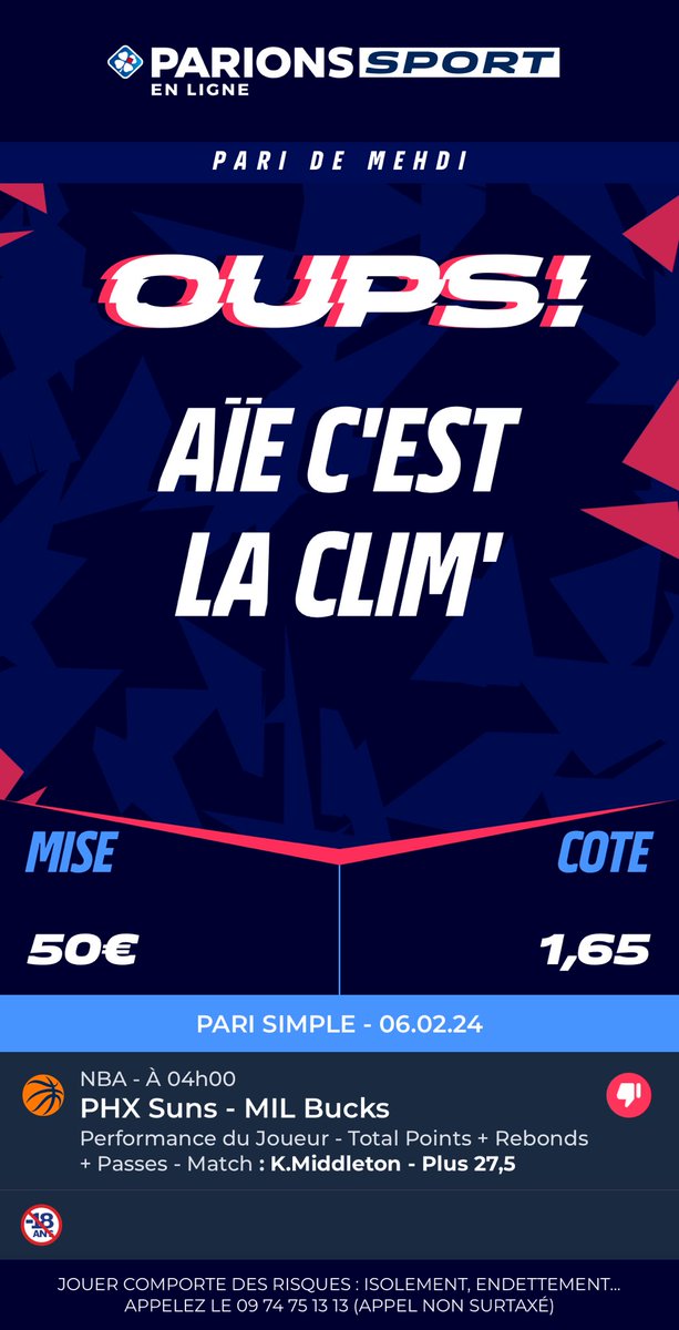 ⁦<a href="/ParionsSport/">parionssport</a>⁩ Middleton n’a jouer que 8min est il était dans la compo début de match vous devez remboursé !!!!