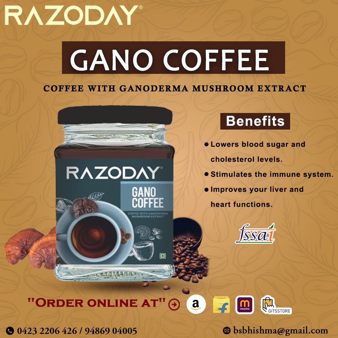 GANO COFFEE
#razoday #coffee #ganocoffee #ganoderma #mashroomextract #benefits #ganocoffeebenefits #lowersbloodsugar #cholesterollevels #immunesystem #imporveyourliver #improveheartfunctions #premiumrangecoffee #instantcoffee #premiumfilltercoffee #orderonlinenow #orderflipkart