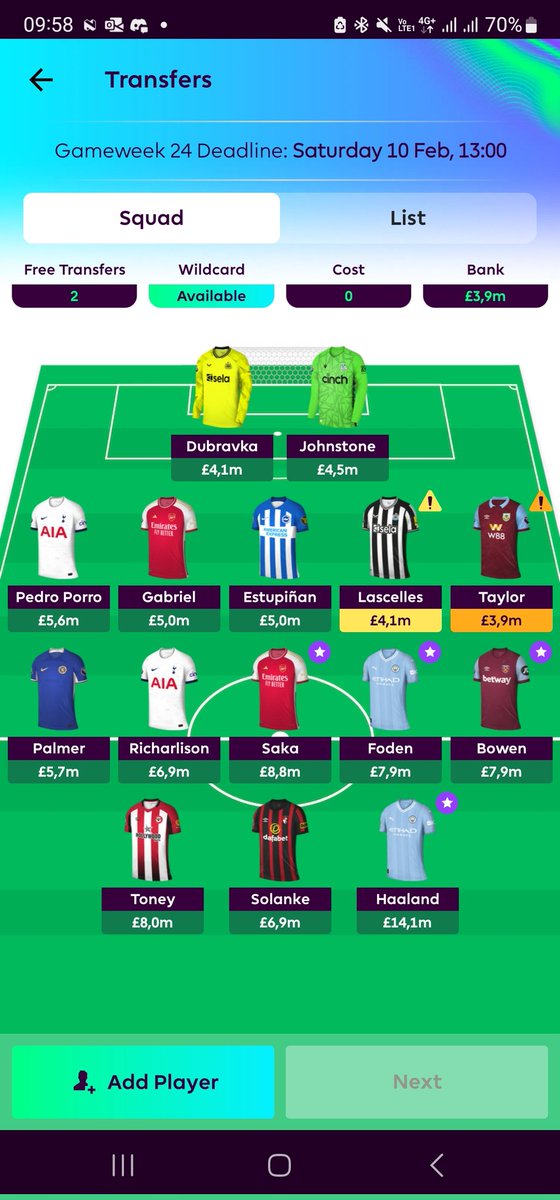 NBhogal4's tweet photo. @FPL_Divya Now that Estu is a rotation risk, I think a defensive transfer is essential. Not sure who though, thoughts? https://t.co/KO6hqvYbCt