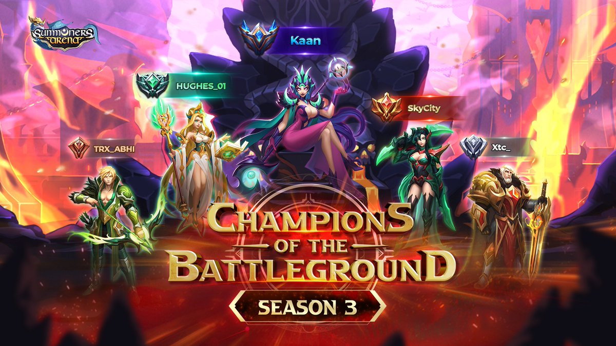 🏆 BATTLEGROUND: CHAMPIONS OF SEASON 3 🏆 Before you raise your weapons in Battleground season 4, let's take a moment to acknowledge the champions of the previous season. Congratulations, Summoners 🫡! You fought hard!