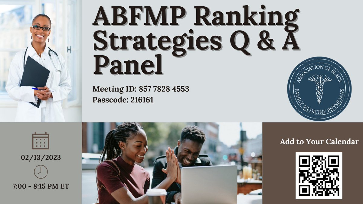 Calling all #Match2024 Applicants. Save the date for our "Ranking Strategies Q&amp;A" session on 02/13/24 7-8 PM ET. Watch our prerecorded video here: abfmp.org/past-webinar-r…, then come ask questions. All are welcome! #familymedicine #fmrising #familymedicinephysician #FMRevolution