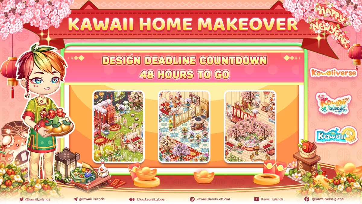 🎉 Final 48 hours for #KawaiiHomeMakeover designs, Kawaiians! 🌟 Submit by Feb 9, 02:59 UTC & prep for voting! ✨ Your creation could win from a $1,698 reward pool. Let's light up the #LunarNewYear with your creativity! $KWT #Kawaiiverse #Metaverse #NFT #Event #Decor