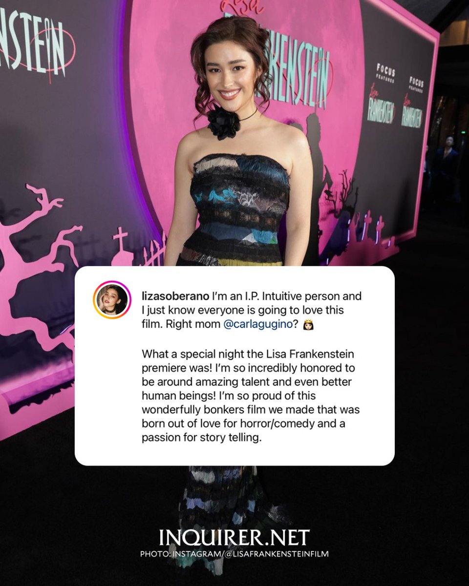 IN HER HOLLYWOOD ERA ⭐️🎬

LOOK: Liza Soberano proudly celebrates her Hollywood debut during the Los Angeles premiere of her horror-comedy film “Lisa Frankenstein.”

“We hope everyone loves the film as much as we loved making it!” the Filipino actress writes on Instagram, as she