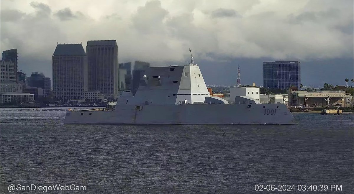 WarshipCam's tweet photo. USS Michael Monsoor (DDG 1001) Zumwalt-class guided missile destroyer leaving San Diego - February 6, 2024 #ussmichaelmonsoor #ddg1001

SRC: webcam https://t.co/UCj73876VC