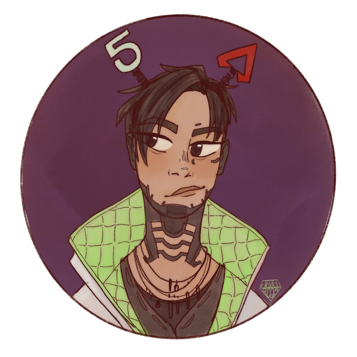 joolpod's tweet photo. happy (late) 5th anniversary apex!! 

heres my part of the zine <: conduit and crypto stickers! 
#Apex5thAnniversary #ApexLegendsFanart https://t.co/aO2e5xP6OD