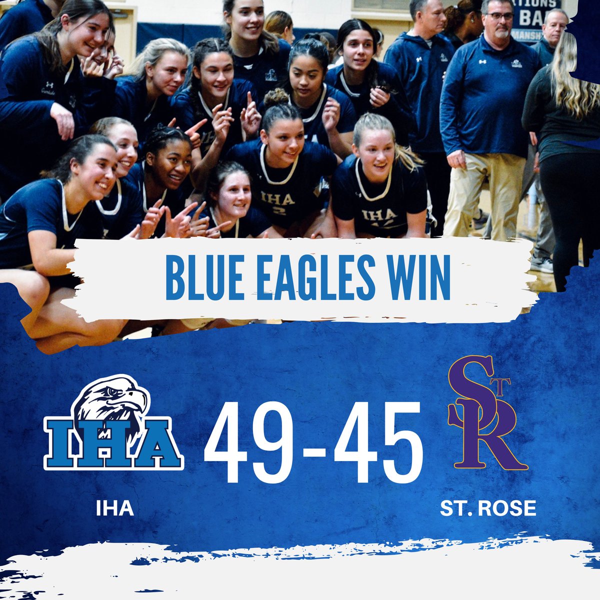 IHA Basketball (@iha_basketball) on Twitter photo π
ππππ πππππ: IHA (49) - St. Rose (45)
BLUE EAGLES ON TOPπ¦
π IHA defeats #15 St. Rose in a thrillerβ
#IHABasketball // #attheheart π
ππππ πππππ: IHA (49) - St. Rose (45)
BLUE EAGLES ON TOPπ¦
π IHA defeats #15 St. Rose in a thrillerβ
#IHABasketball // #attheheart
