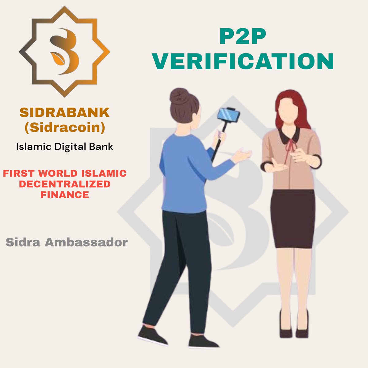 #Sidrabank
3 users can participate in P2P Verification. E.g partner1, partner2 and partner3(partner1 will sent a request to partner2 and 3 to verify him/her while P2 will sent to P1 AND P3 and P3 will sent to P1 and P2.

Like ❤ | Repost ♻️ | Comment 💬

#Sidrabank #BTC