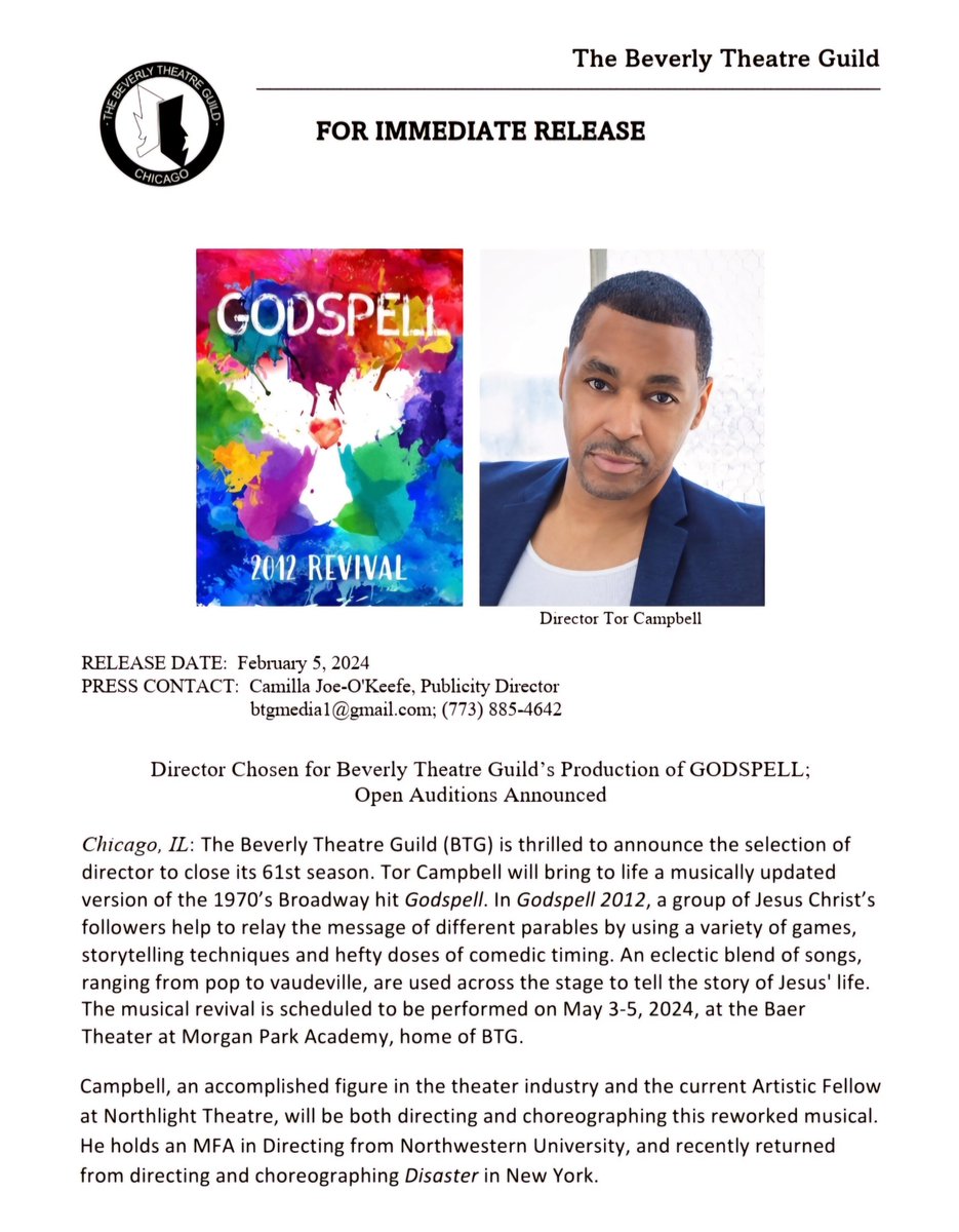 BTGChgo's tweet photo. All this mild weather has a spring in our step and this Spring, BTG presents the 2012 Godspell Revival, directed by the accomplished Tor Campbell! 

Stay connected with us on FB, IG and X and bookmark us at https://t.co/33xYjcDo9m 🎭 https://t.co/6RYugXamFf