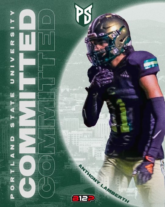 After a great talk with Coach @wazzubt1993 I’m thankful to say I’m committed to Portland state university🤍💚 Thank you to my family, all the coaches, teammates, and supporters who have helped me along the way. #GoViks @B12PFootball @SwainChristian5 @BrandonHuffman