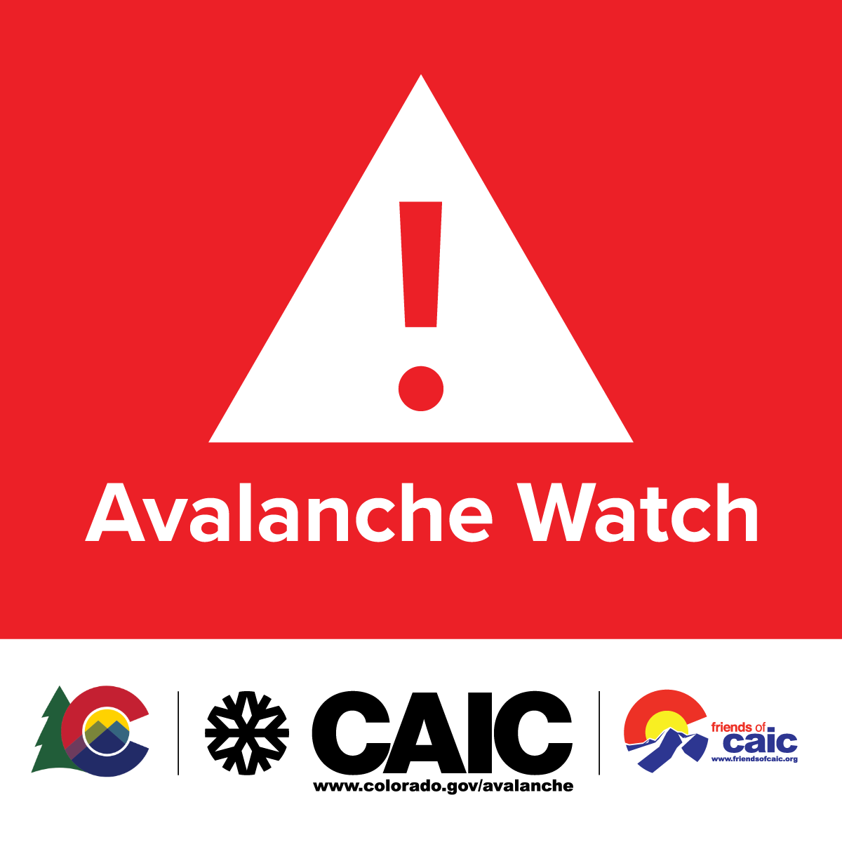 AVALANCHE WATCH IN EFFECT: While MODERATE (2 of 5) avalanche danger is forecast for TUE in the Southern Mtns and Grand &amp; Battlement Mesas, an Avalanche Watch is in effect bc the danger is expected to increase to HIGH (4 of 5) starting WED. Colorado.gov/avalanche