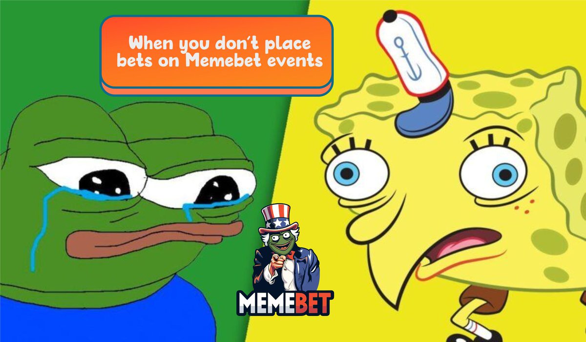 memebetbot's tweet photo. Next time you see an event available on MemeBet, don't think twice, place your bet, otherwise, you might regret it!

Call your friends to #Memebet

#Memes #MemeTokens #bet #Prizes #Airdrops #Giveaway https://t.co/w7KG3GC3mh