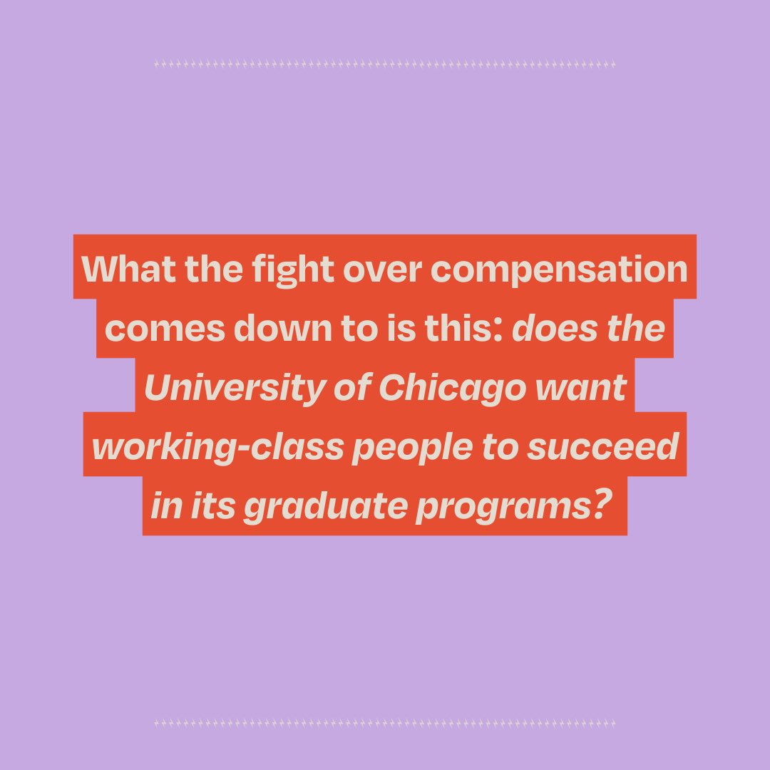 uchicagogsu's tweet photo. The one you have all been waiting for: compensation. Let’s be so real. The University of Chicago is one of the most elite &amp; expensive universities in the country. Grad workers who create value for the institution should not be living on the brink of poverty. https://t.co/ARinscNFkc