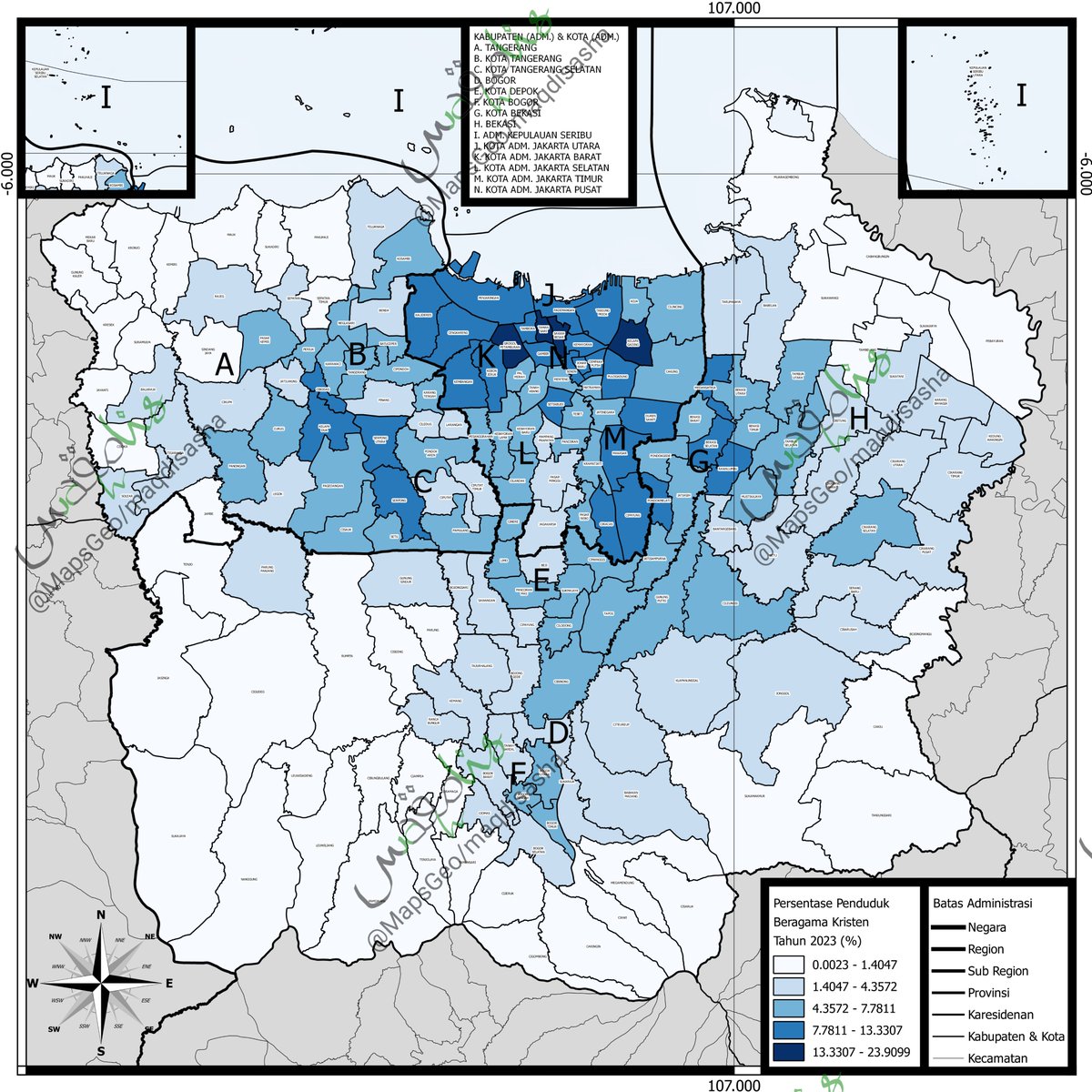 Persentase Penduduk Beragama Kristen di Setiap Kecamatan di Wilayah Jabodetabek Tahun 2023 

Sumber Data: Webgis Dukcapil per 31 Desember 2023 (gis.dukcapil.kemendagri.go.id/peta/)