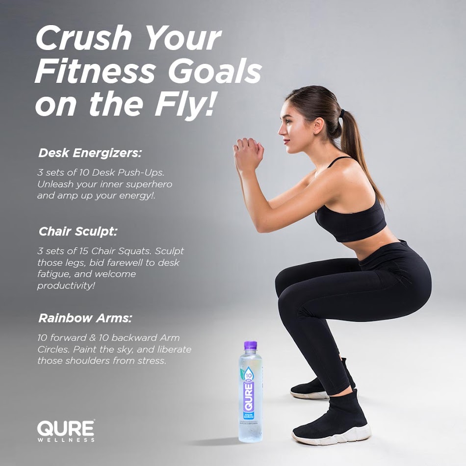 QureWater's tweet image. Crush Your Fitness Goals on the Fly! 🚀⏱️ No time? No worries! 
Fuel your day with these power-packed exercises! 💪
Remember, it&apos;s about consistency, not duration! 💪 
Share your quick fitness hacks below and let&apos;s inspire each other! 
 #QuickWorkouts  #OfficeFit #WorkoutAtWork