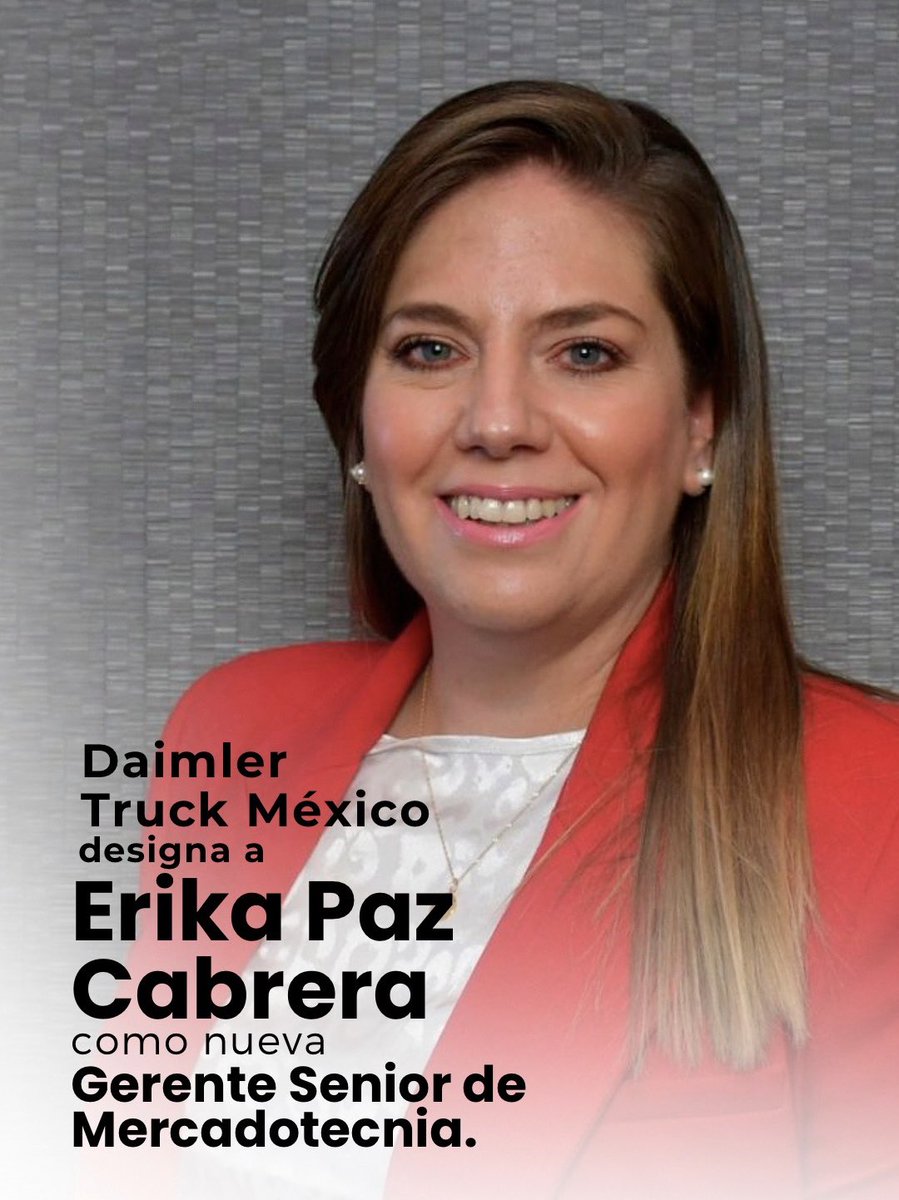 PanoramaAutomot's tweet photo. Erika Paz Cabrera ha sido nombrada gerente senior de mercadotecnia en Daimler Truck México. Desde esta posición, Erika liderará la planificación, desarrollo e implementación de la comercialización y estrategias de mercadotecnia para la compañía.

@DaimlerTruckBus https://t.co/zmPtXmFZez