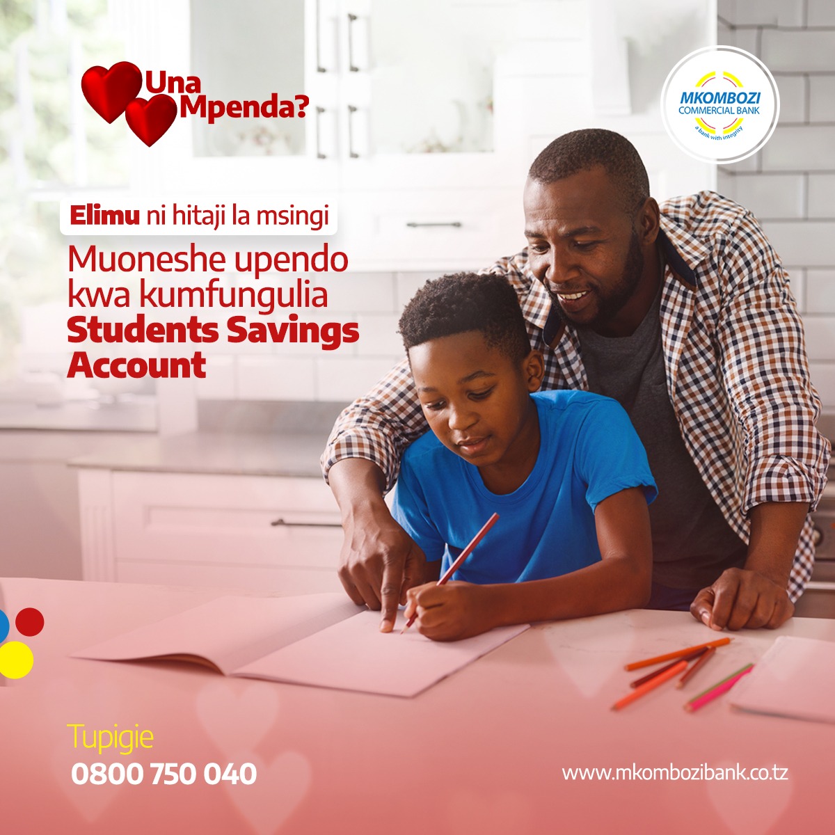 MkomboziBankPlc's tweet photo. Onesha upendo kwa kumshika mkono kwenye hitaji lake la msingi. 
Mfungulie Students savings account kufanikisha mahitaji yake ya muhimu kwenye elimu yake.

#mkombozibank #abankwithintegrity #StudentsSavingsAccoun https://t.co/iVkqm2yjrx