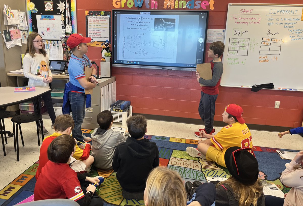 MrsDaugherty4th's tweet photo. #MathCongress is where S’s can show & explain their thinking. The teacher move today was picking a progression of strategies. When S’s were done presenting we looked at screen shots of them all to analyze their similarities & differences! @BeulahRalphElem #MathJoyCPS https://t.co/C99OxHBFyW