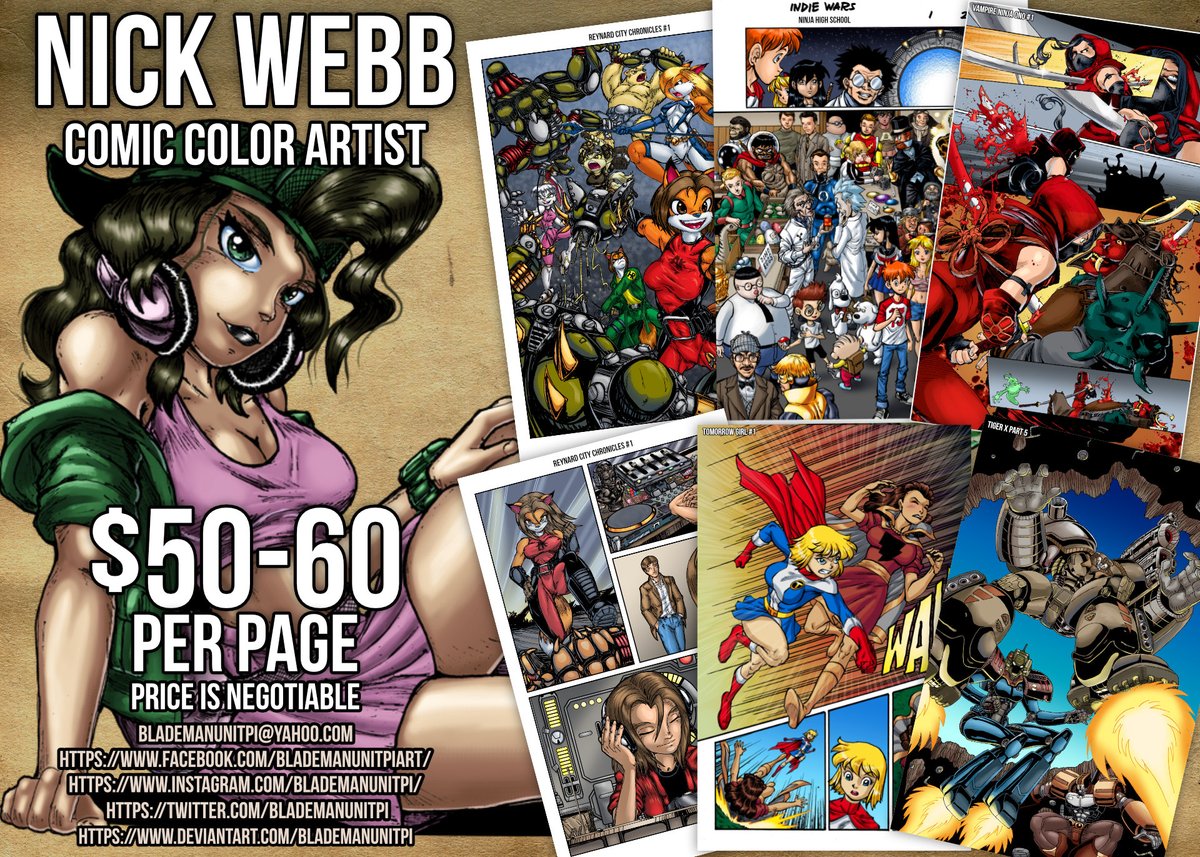 blademanunitpi's tweet photo. I Colored some cool books for @reynardcity and others. So you cna hire me to color your book. #makingComics #colorartist #indiecomics #colorartist #Colorist https://t.co/tLdCKrB6D3