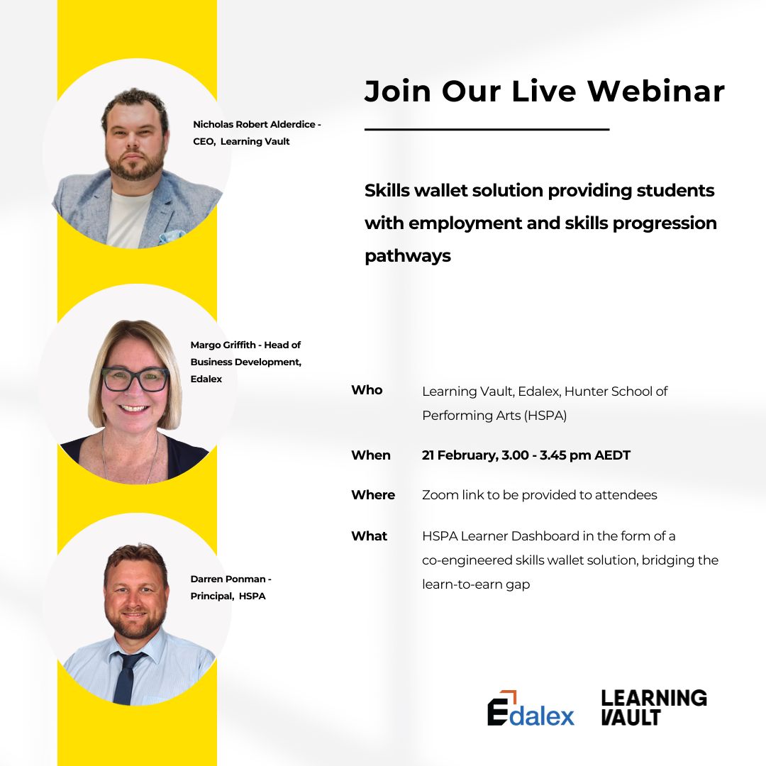 Bridge the Learn-to-Earn Gap with our Digital Skills Wallet webinar! 🚀 Join us on Feb 21 at 03:00 PM AEDT. Explore the Learner Dashboard and gain insights from industry leaders.

🔗Register now: edalex.com/events/edalex-… 

#VerifiableCredentials #DigitalCredentials #SkillsWallets