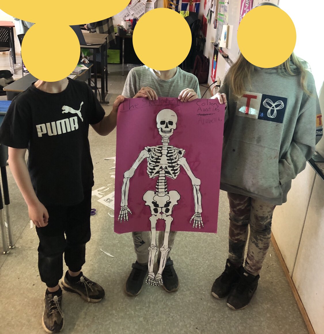 The grade 4/5s really enjoyed working in collaborative groups while learning about the skeletal system. #abbyschools #sciencelearning