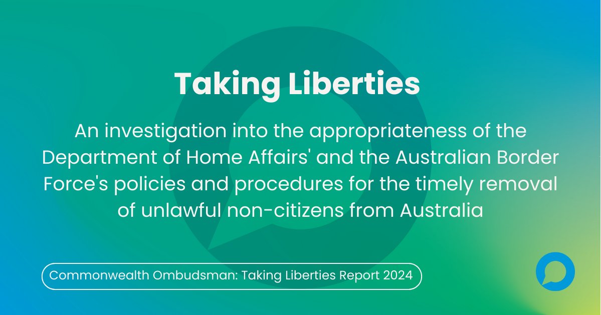 The Commonwealth Ombudsman’s investigation finds that aspects of the Department of Home Affairs’ and the Australian Border Force’s policies and procedures are not appropriate to ensure timely removal from immigration detention. ombudsman.gov.au/__data/assets/…