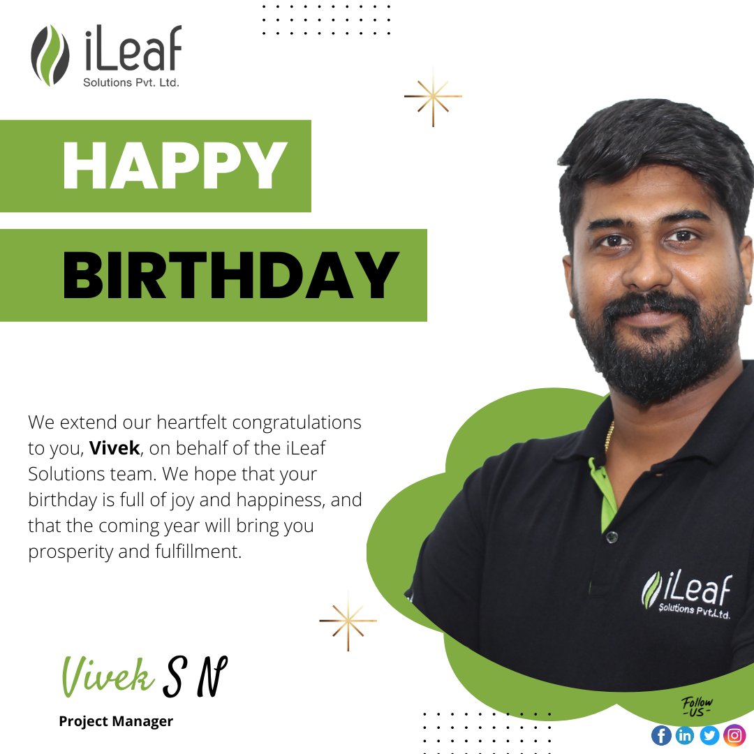 iLeafSolutions's tweet image. Happy Birthday to the incredible Vivek S N ! 🎉 May your day be filled with joy, laughter, and all the success you deserve. Cheers to another amazing year ahead! 🎂🎈
#HappyBirthdayVivekSN #CelebrationTime #ileafsolutions #WishingYouSuccessAndHappiness