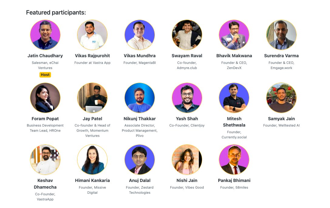 We'll be hosting eChai's SaaS Social today evening in Ahmedabad.

Small Group. Candid Conversations. SaaS Folks.

We'll have parallel consumer business social also. Later on we'll have common gathering with both the groups.

More info at echai.ventures/events/echai-s…