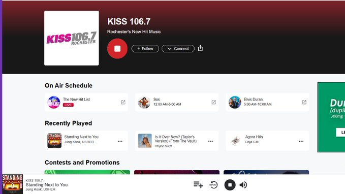 JKRadioUpdateUS's tweet photo. Thank you @angelinaonair for playing #StandingNextToYou by #Jungkook ft @Usher across all your @iHeartRadio stations for @NewHitList ! Plus @Wild949 !
#HitNation
#Power
@KISS1023ALBANY
@KISSRochester
@kiss951
@Y100MIAMI
@HITS961 https://t.co/RHnH560VJp