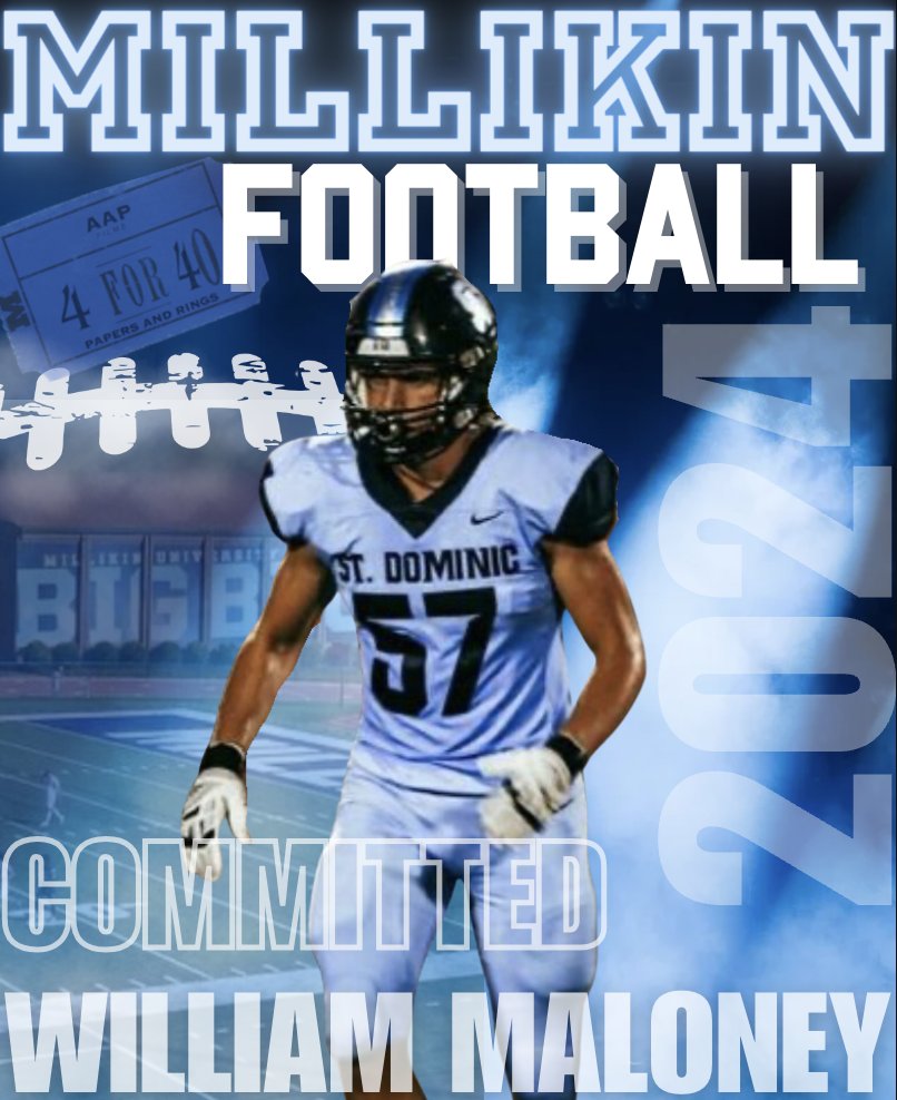 Blessed to be able to announce my commitment to continue my academic and athletic career at Millikin! Thank you to my family and coaches for believing in me. All the glory to Jesus!  <a href="/MU_BigBlueFB/">Millikin Football</a> <a href="/CoachSander25/">Bryan Sander</a> @MillikinHFC <a href="/SDAll_In/">St. Dominic Football</a>
