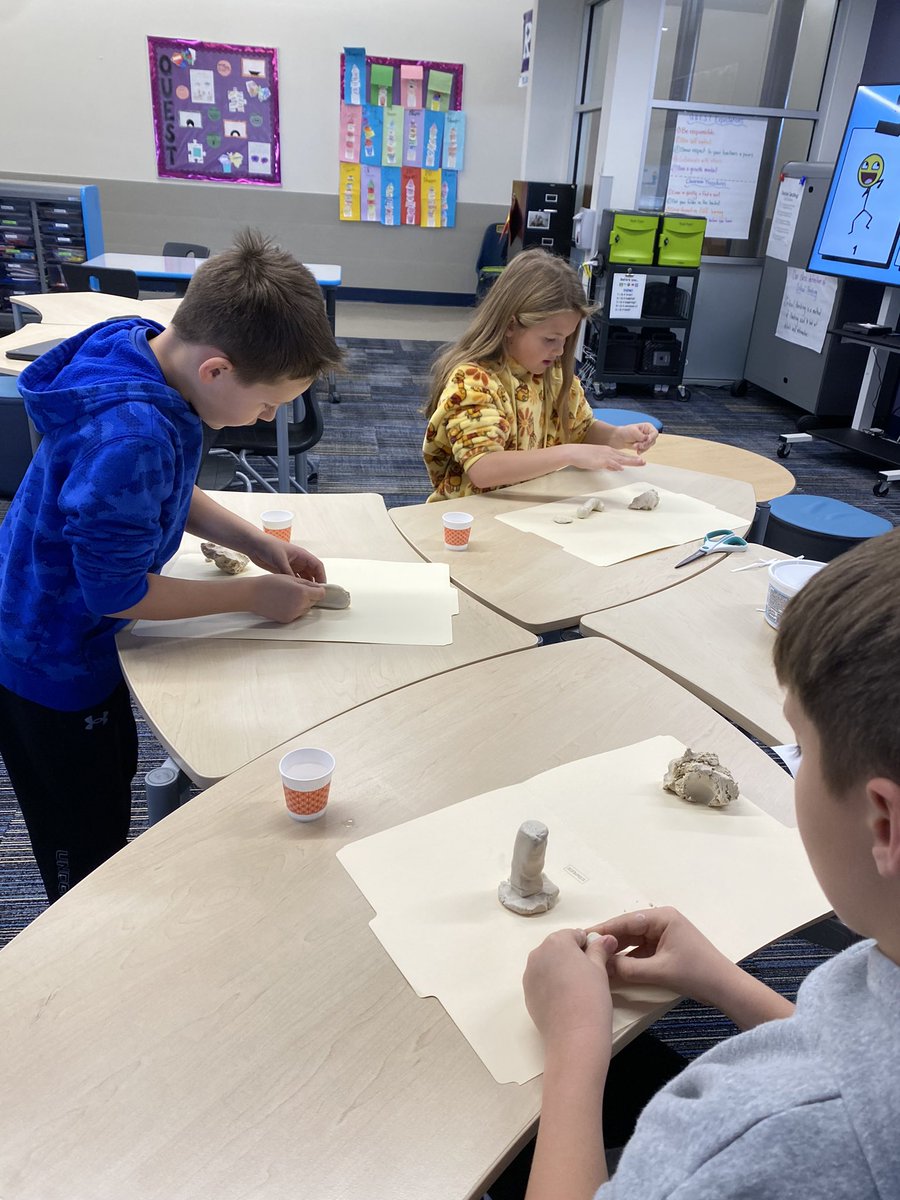 #3rdgrade Ss @RogersFrisco created 3-D models of their civilization’s Wonder with modeling clay this wk. Ss we’re so excited to jump in & get their hands dirty! Next up, painting! #FISDQUEST #RogersFrisco2024