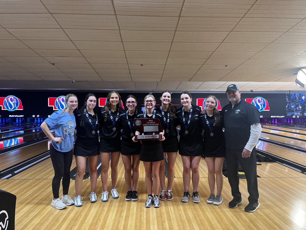 ENWolvesBowling's tweet image. The girls team had a tremendous end for their second season winning Runner-up in the 2024 Class B state bowling championships.