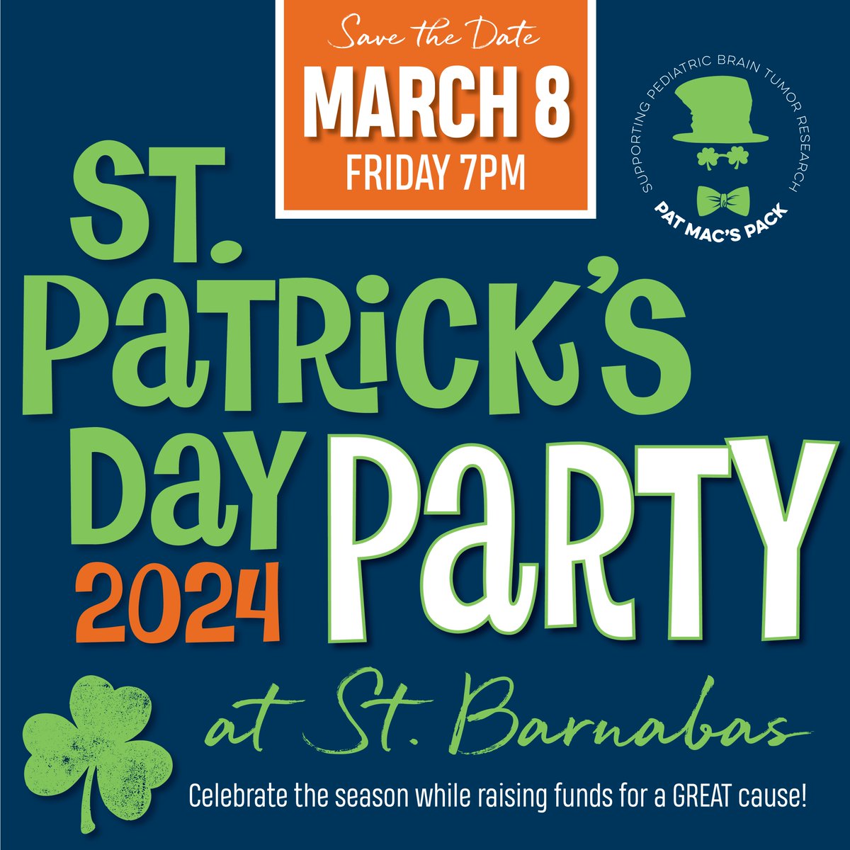 The countdown to March 8th begins! Tickets to #patmacpacks annual St. Patrick's Day Party are on sale NOW. Head to fundraise.givesmart.com/e/t0MWbQ?vid=1… to get yours today.