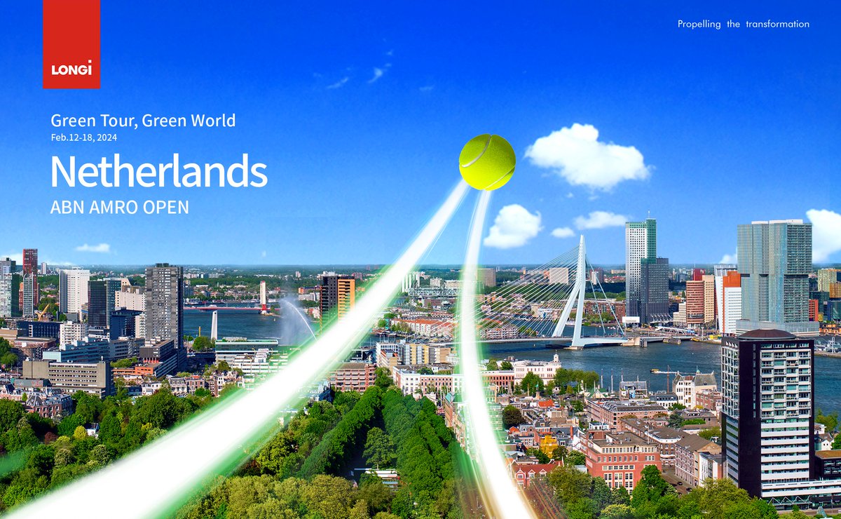 The ABN AMRO OPEN in Rotterdam has officially begun! It is not only a thrilling tennis tournament, but also an opportunity to promote sustainable living. #LONGi #ATP #sustainability #PLANGET #green #lowcarbon #solarenergy #HiMOX6 #AMROOPEN #Rotterdam #Netherlands