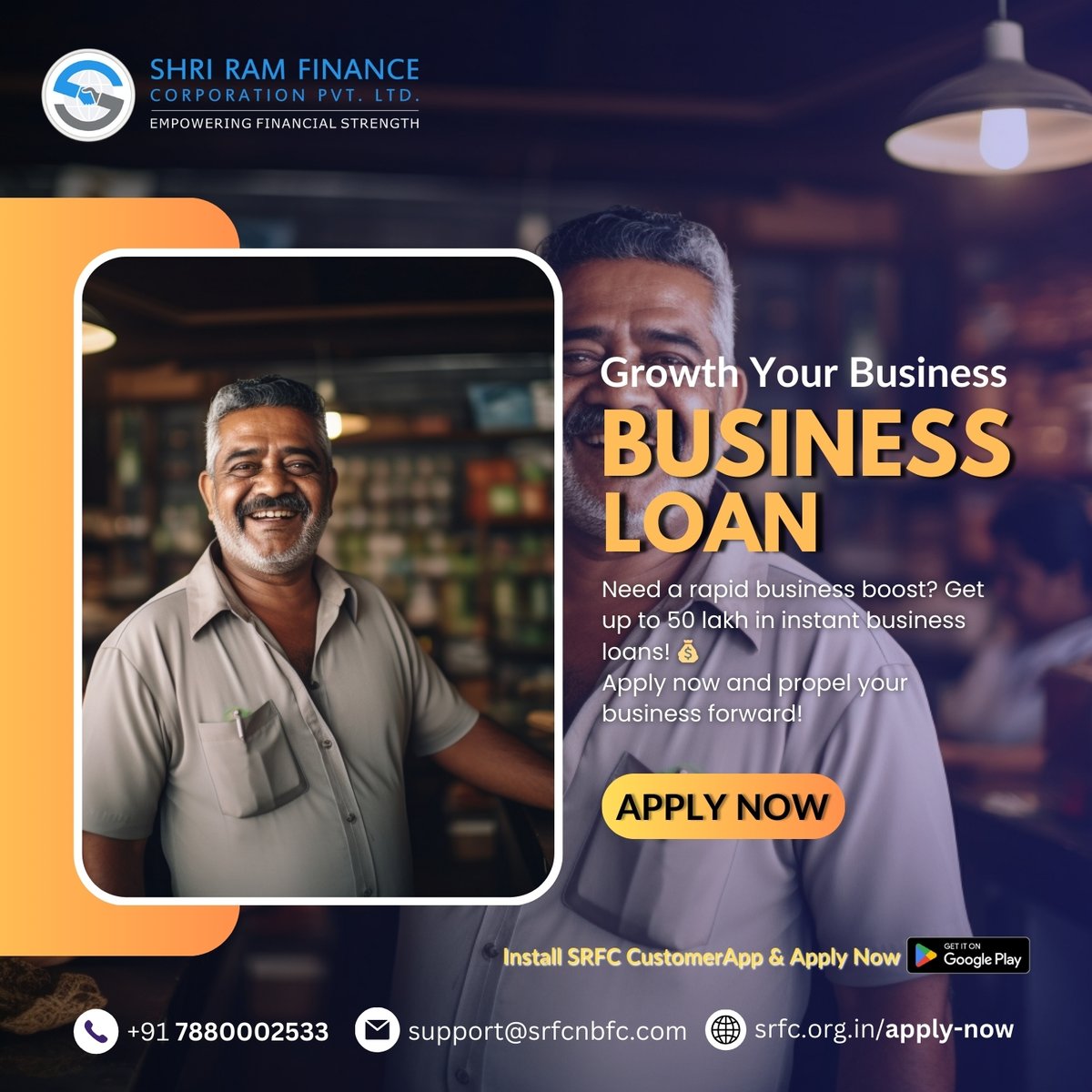 Need a quick boost for your business? Look no further!  Get an instant business loan of up to 50 lakh with us! Apply now and take your business to the next level! 
#srfcnbfc #shriramfinance #srfcloan #upgradeyourbusiness #instantloans #BusinessLoans #GrowYourBusiness #Finance